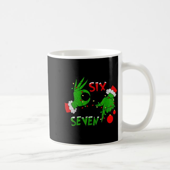 6 7 Six Seven Hand Gen Z Alpha Meme Slang Xmas Chr Coffee Mug (Right)