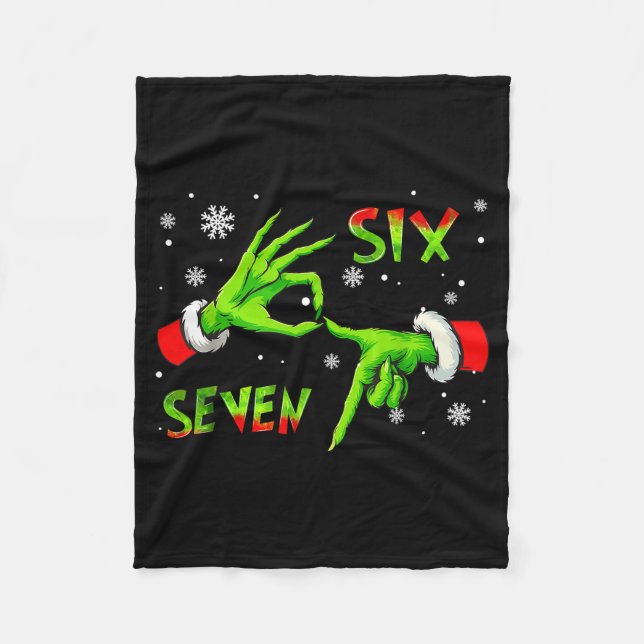 6 7 Six Seven Hand Gen Z Alpha Meme Slang Xmas Chr Fleece Blanket (Front)