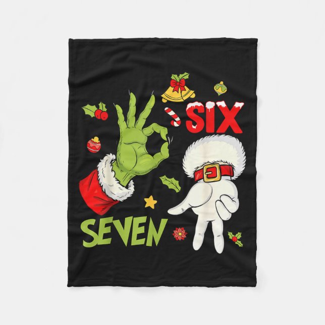 6 7 Six Seven Hand Gen Z Alpha Meme Slang Xmas Chr Fleece Blanket (Front)