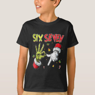 6 7 Six Seven Hand Gen Z Alpha Meme Slang Xmas Chr T-Shirt