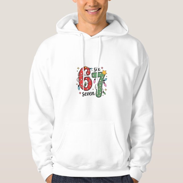 6 7 Six Seven Hand Gen Z Alpha Meme Slang Xmas  Hoodie (Front)