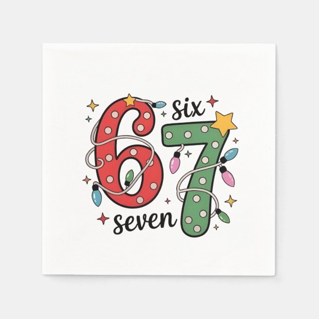 6 7 Six Seven Hand Gen Z Alpha Meme Slang Xmas  Napkin (Front)