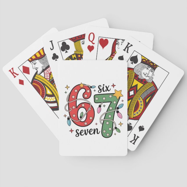 6 7 Six Seven Hand Gen Z Alpha Meme Slang Xmas  Playing Cards (Back)
