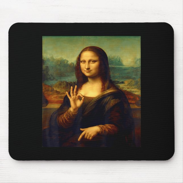 6 7 Six Seven Meme 67 Funny Mona Lisa Funny Clic A Mouse Pad (Front)