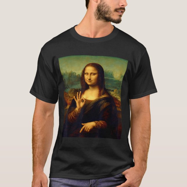 6 7 Six Seven Meme 67 Funny Mona Lisa Funny Clic A T-Shirt (Front)