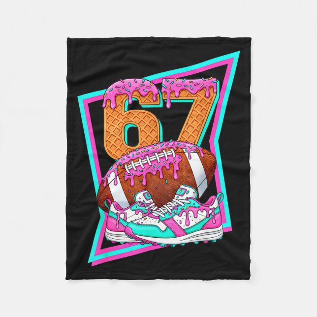 6 7 Six Seven Meme American Football Drip Number 6 Fleece Blanket (Front)
