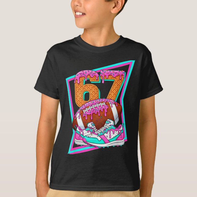 6 7 Six Seven Meme American Football Drip Number 6 T-Shirt (Front)