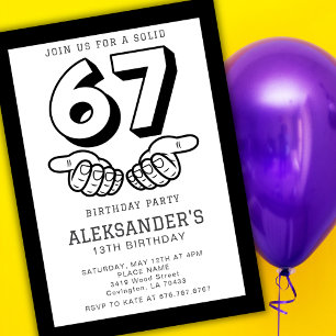 6 7 Six Seven Mème Garçon Viral Invitation Anniver