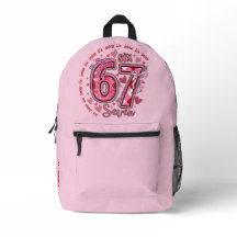 6 7 Six Seven Meme Trend Girls Pink Backpack