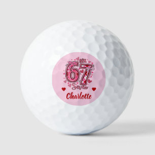 6 7 Six Seven Meme Trend Girls Pink Name Golf Balls