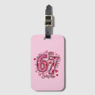 6 7 Six Seven Meme Trend Girls Pink Name Luggage Tag