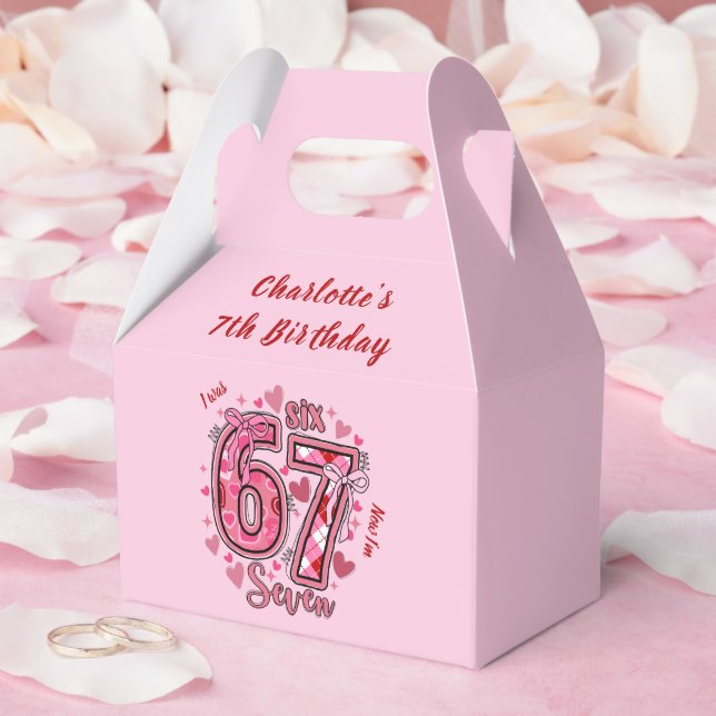 6 7 Six Seven Meme Trend Pink Girls 7th Birthday Favor Box (Wedding)