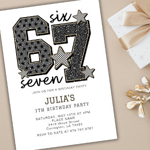 6 7 Six Seven Meme Viral Girl Any Birthday Party  Invitation