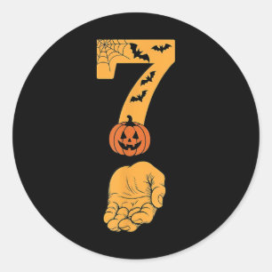 6 7 Six Seven Meme With Hand Spider Web Halloween  Classic Round Sticker