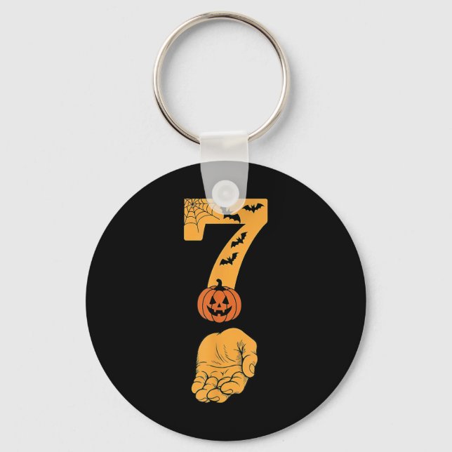 6 7 Six Seven Meme With Hand Spider Web Halloween  Keychain (Front)
