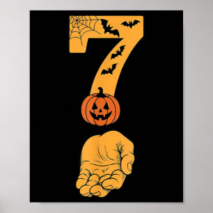 6 7 Six Seven Meme With Hand Spider Web Halloween Poster