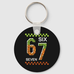 6 7 six seven pixel gaming funny meme 67 boys kids keychain