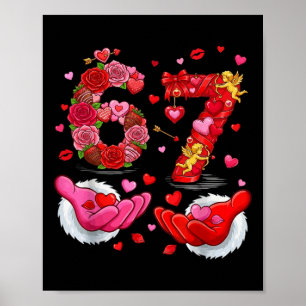 6 7 Six Seven Valentine Hearts Kids Boys Girls Cut Poster