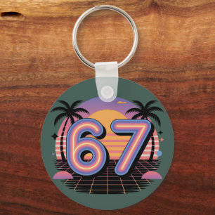 6 7 Six Seven Vaporwave Gen Z Alpha Meme Keychain
