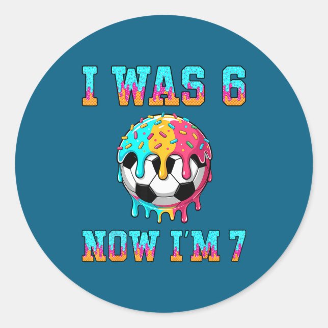 6 7 Soccer 7th Birthday Classic Round Sticker (Front)