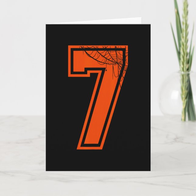 6 7 Spider Web Funny Halloween Costume Tee  Card (Front)