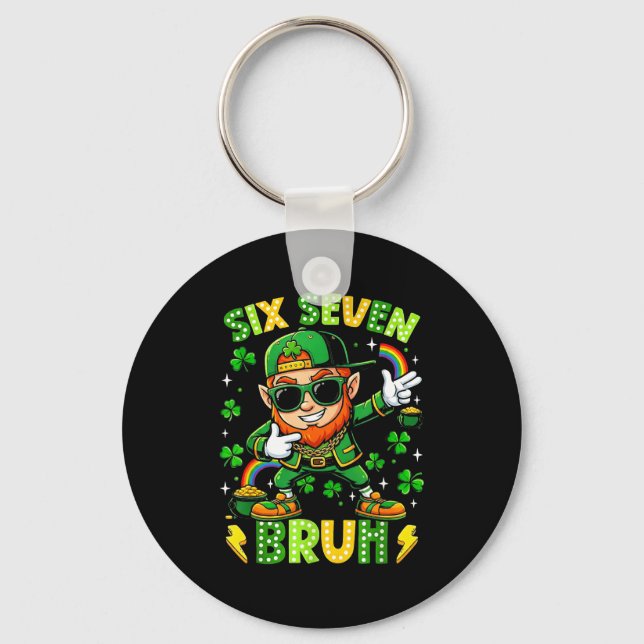6 7 st. patricks day six seven meme  keychain (Front)