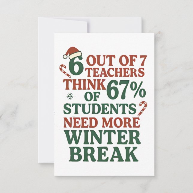 6 7 Teacher Six Seven 67 Santa Gen Alpha  Card (Front)