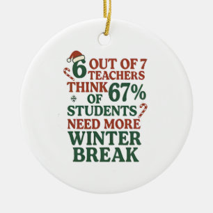 6 7 Teacher Six Seven 67 Santa Gen Alpha  Ceramic Ornament