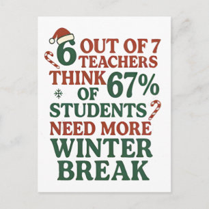 6 7 Teacher Six Seven 67 Santa Gen Alpha Postcard