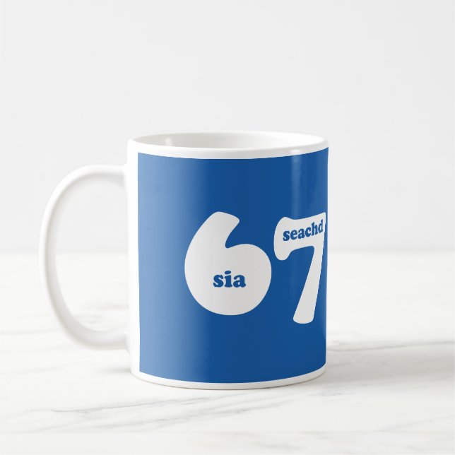 6 7 with Gaelic number 6 sia and 7 seachd  Coffee Mug (Left)