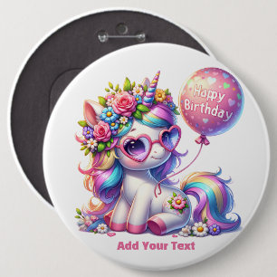 #6  Add Your Text /Happy Birthday  6 Inch Round Button