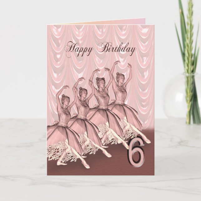 6 ans, une carte d'anniversaire de ballerine (Devant)