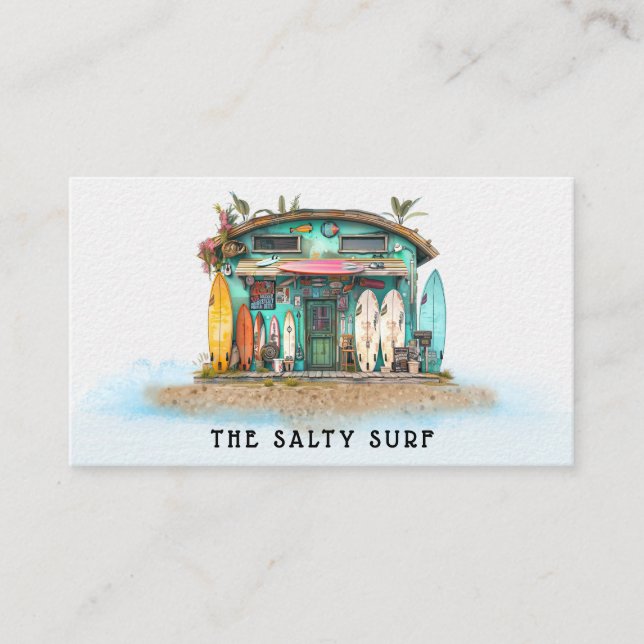 *~*  6 AP13 Whimsical Sea Beach Coastal Surfboard Business Card (Front)