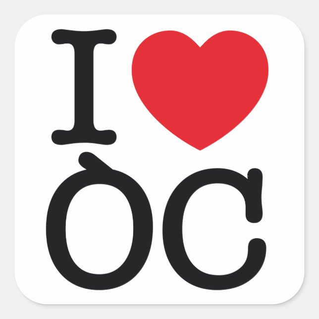 6 autocollants "I Love Oc" planche de 6 stickers (Devant)