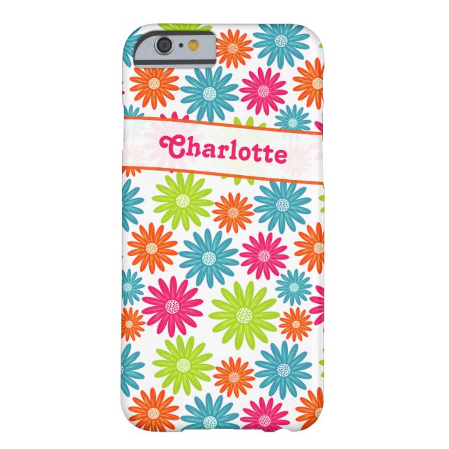 6 Barely There Coque iPhone 6| Fleurs funky| Bleu vert rose (Dos)