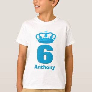 6 Birthday Boy Crown and Number Custom Name V11 T-Shirt