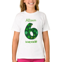 6 Birthday Girl Shamrock Number Custom Name V08