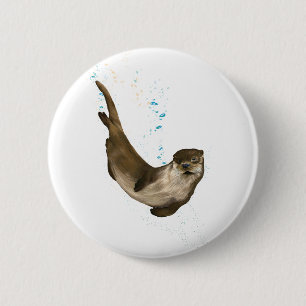 6 cm Round Swimming Otter Badge 2 Inch Round Button
