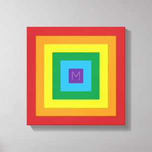 6 Colour Rainbow Pyramid Customizable Monogram Canvas Print