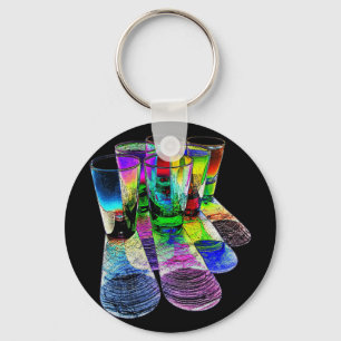 6 Coloured Cocktail Shot Glasses -Style 6 Keychain
