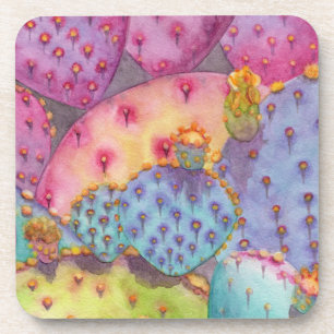 6 Colourful Desert Cactus Drink Coasters with Cork