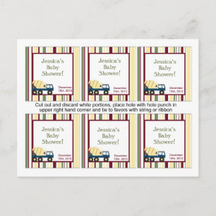 6 Construction Zone Favour Tags Invitation Postcard