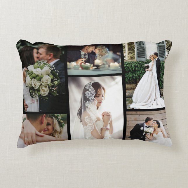 6 Custom Photo Collage Favourite Moments Accent Pillow (Front)