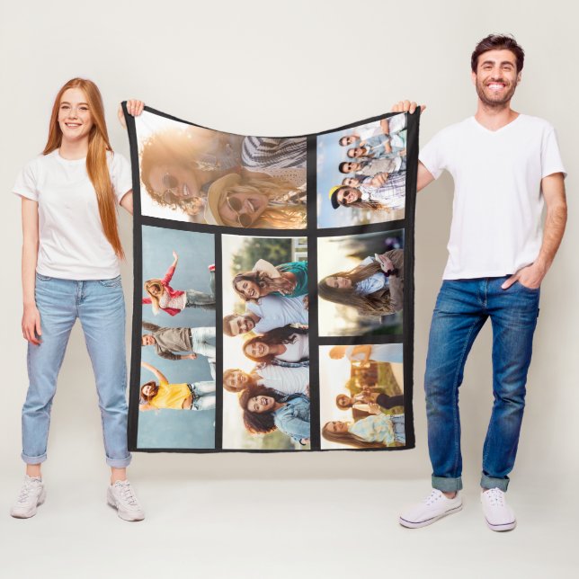 6 Custom Template Photo Collage Fleece Blanket (In Situ)