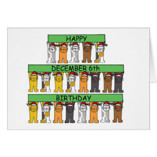 6 décembre Anniversaire Cute Cartoon Cats