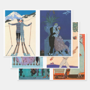 6 different designs by George Barbier Wrapping Paper Sheet