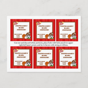 6 Favour Tags All-Star Red Invitation Postcard