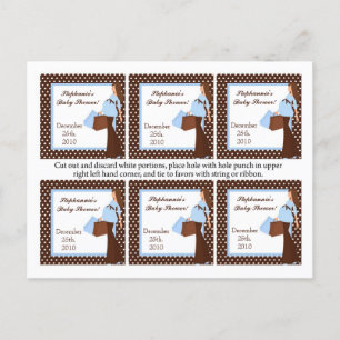 6 Favour Tags Blue Mod Mom Polka Dots Invitation Postcard