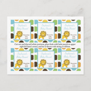 6 Favour Tags Jungle King Lion Safari Zoo Animal Invitation Postcard