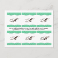 6 Favour Tags Mint White Damask Lace Print Pattern